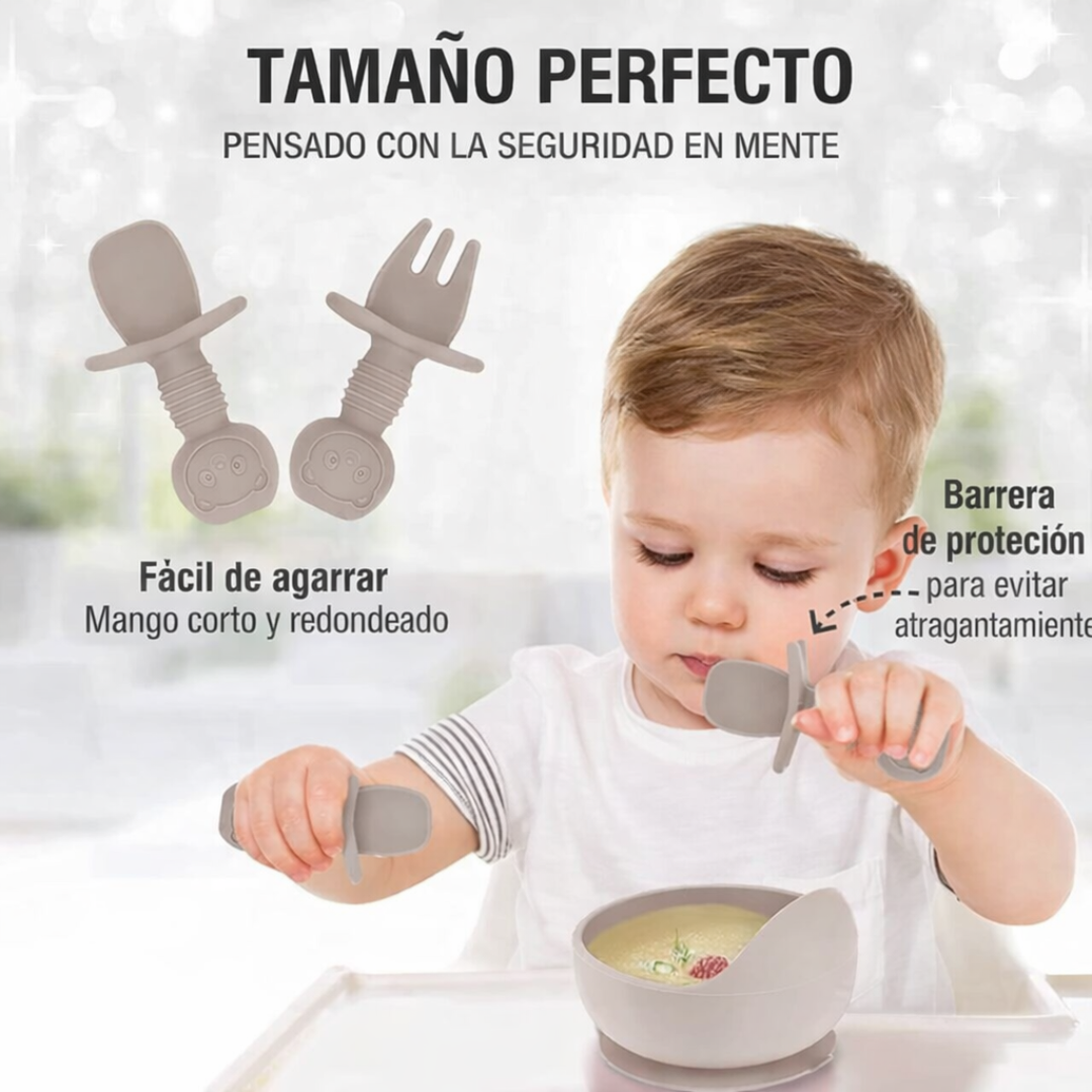 Babybo® - Juego de cubiertos de silicona para bebé